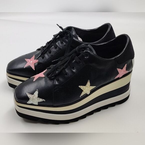 Stella McCartney Leather Elyse Star Platform Trainers Sneakers Sz 38 - Picture 10 of 16